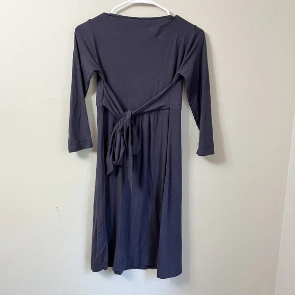 Ric Rac Womens Black Dress 3/4 Sleeve Pleated A-Line Belted Small Tie Back - Picture 2 of 9